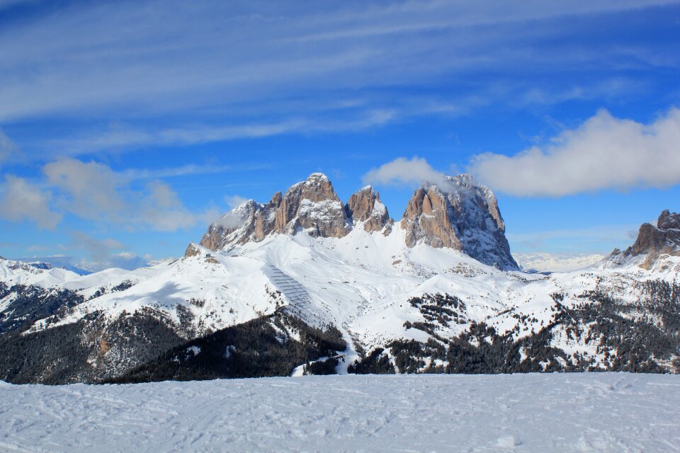 Overview canazei ski italy photo