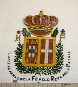 Portuguese coat of arms on azulejos in the kitchen of the Sintra National Palace