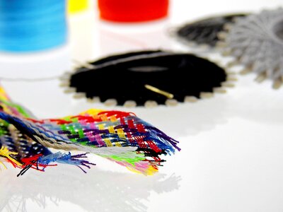 Colorful sewing thread haberdashery photo