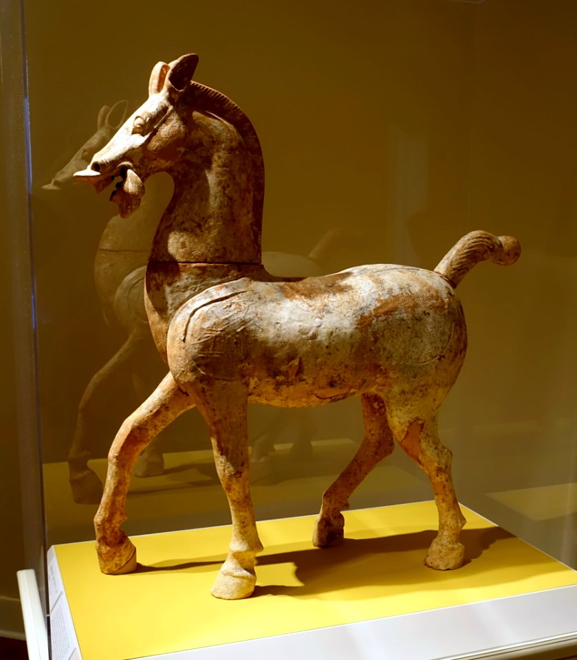 Prancing horse, Tianhuishan, Chengdu, Sichuan province, China, Eastern Han dynasty, 100s AD, earthenware with traces of calcified green lead glaze - Portland Art Museum - Portland, Oregon - DSC08545