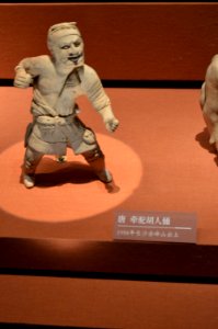 Pottery figurine of Hu people holding a camel, Tang dynasty, 1958, Hunan Museum