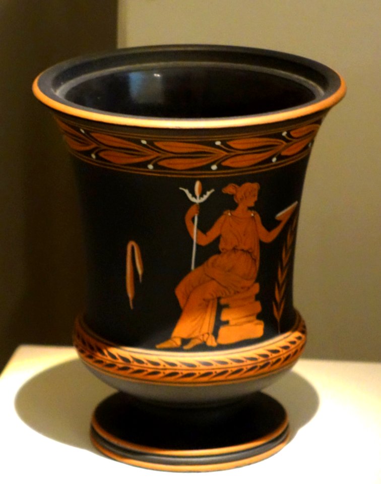 Potpourri Vase, Josiah Wedgwood and Sons, early 19th century, black basalt with encaustic painted decoration - Chazen Museum of Art - DSC01949