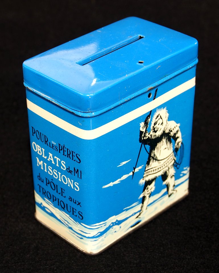Pour les Peres Oblats de MI Mission du Pole aux Tropiques missionary bank tin, photo6