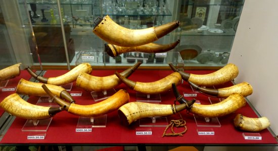 Powder horns, 2 of 4 - Flynt Center of Early New England Life - Deerfield, Massachusetts - DSC04839