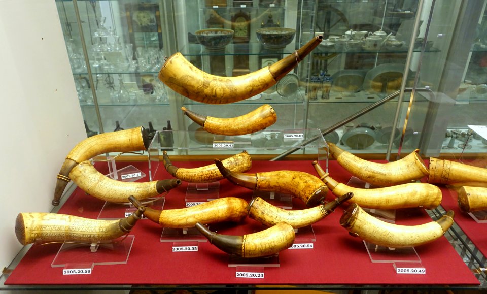 Powder horns, 3 of 4 - Flynt Center of Early New England Life - Deerfield, Massachusetts - DSC04841