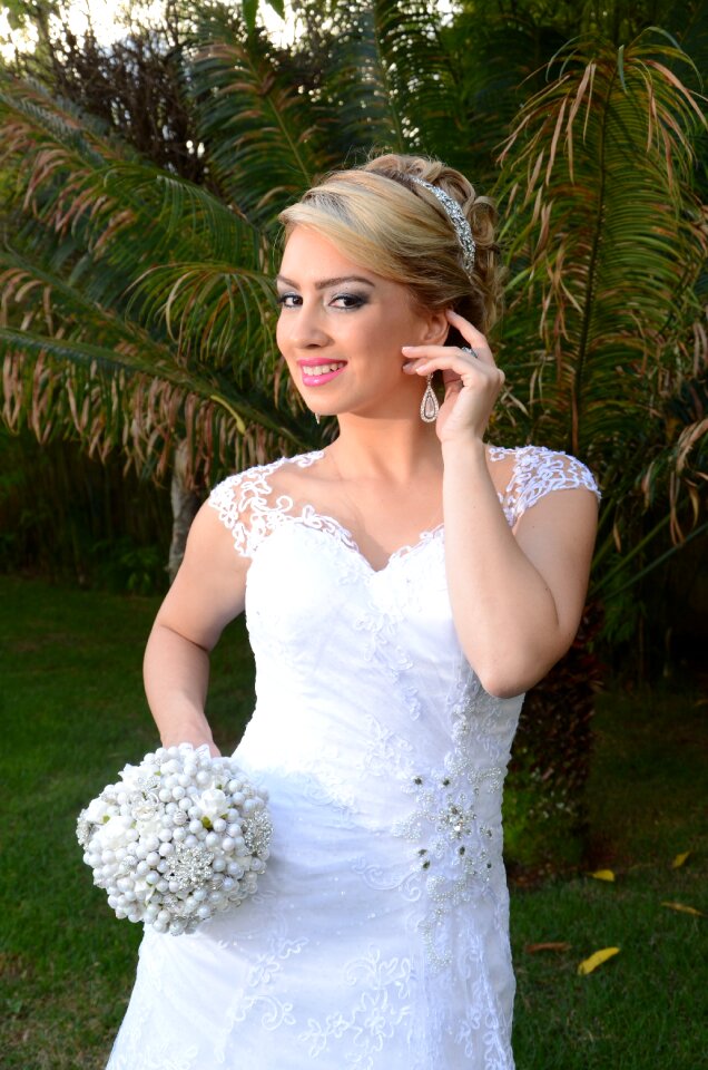 Young woman white dress