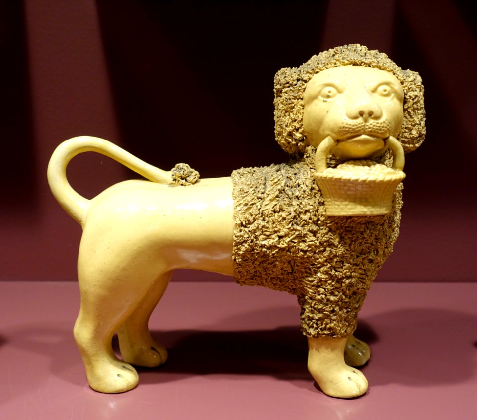 Poodle figure, United States Pottery Company, 1847-1858, glazed yellow ware - Bennington Museum - Bennington, VT - DSC09014