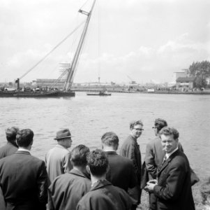 Pontje overvaren bij Demka-brug te Utrecht, de plaats waar ongeluk gebeurde pont, Bestanddeelnr 919-3423
