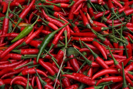 Market sharp chilli peppers photo
