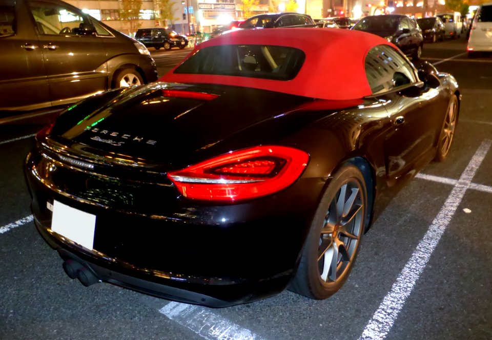 Porsche 981 Boxster S at night rear