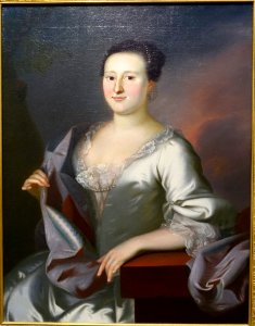 Portrait of Priscilla Brown Greenleaf, by Joseph Blackburn, 1756, oil on canvas - Portland Art Museum - Portland, Oregon - DSC08906