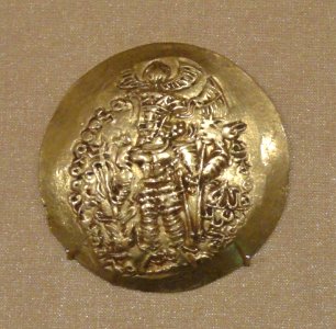 Portrait of Varhran III, gold stater, 293 CE, Kushano-Sasanian, Balkh, Bactria, minted under Varhran III - Mount Holyoke College Art Museum - DSC04575