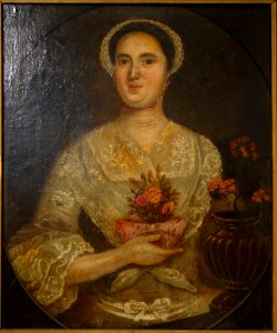 Portrait of Susan Sleeper, artist unknown, c. 1690-1700, oil on canvas - Chazen Museum of Art - DSC02599