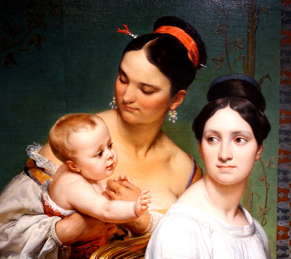 Portrait of the Marchesa Cunegonda Misciattelli with Her Infant Son and His Nurse, by Horace Vernet, detail, 1830, oil on canvas - U. of Arizona Museum of Art - University of Arizona - Tucson, AZ - DSC08010