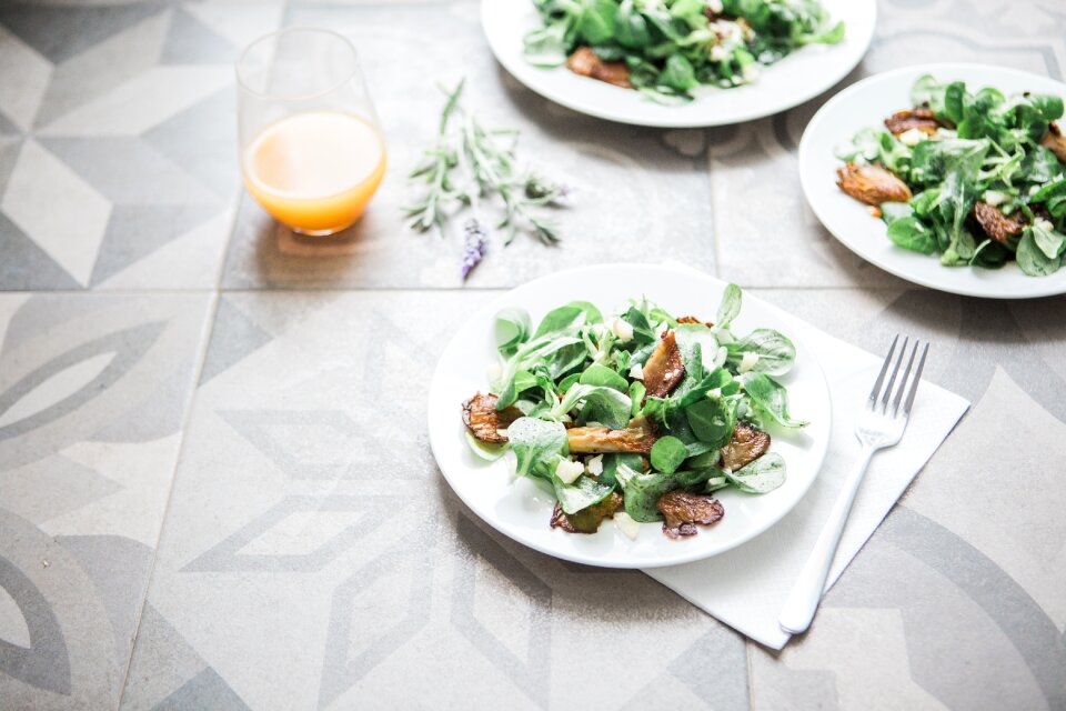 Plates salad vegetables