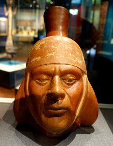 Portrait vessel, Moche style, north coast Peru, 100-800 AD, ceramic - Fowler Museum - University of California, Los Angeles - DSC02337