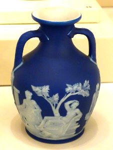 Portland Vase Replica, Josiah Wedgwood and Sons, c. 1880, blue jasperware - Chazen Museum of Art - DSC01973 photo