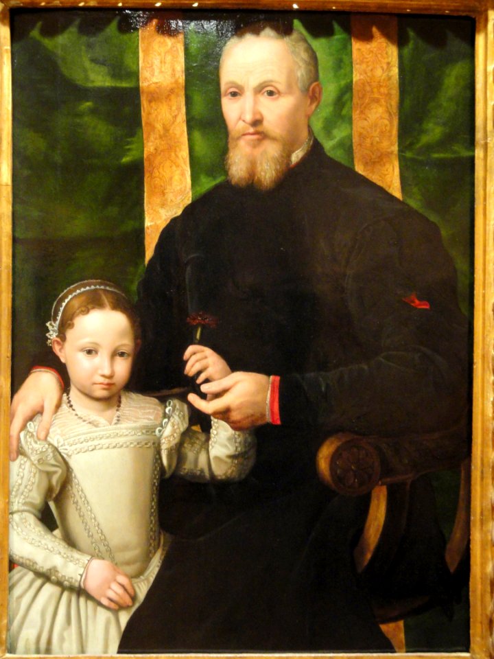 Portrait of an Elderly Gentleman with His Granddaughter, unknown artist, Italy, c. 1550 - Museum of Fine Arts, Springfield, MA - DSC04052