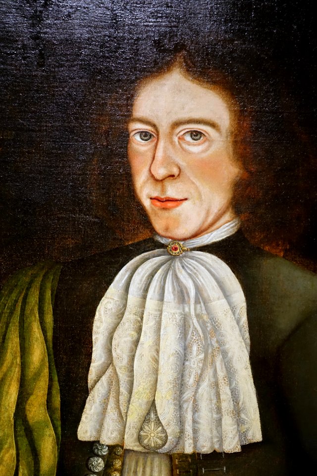 Portrait of a Gentleman by Thomas Smith, detail, 1685, oil on canvas - Peabody Essex Museum - DSC07597