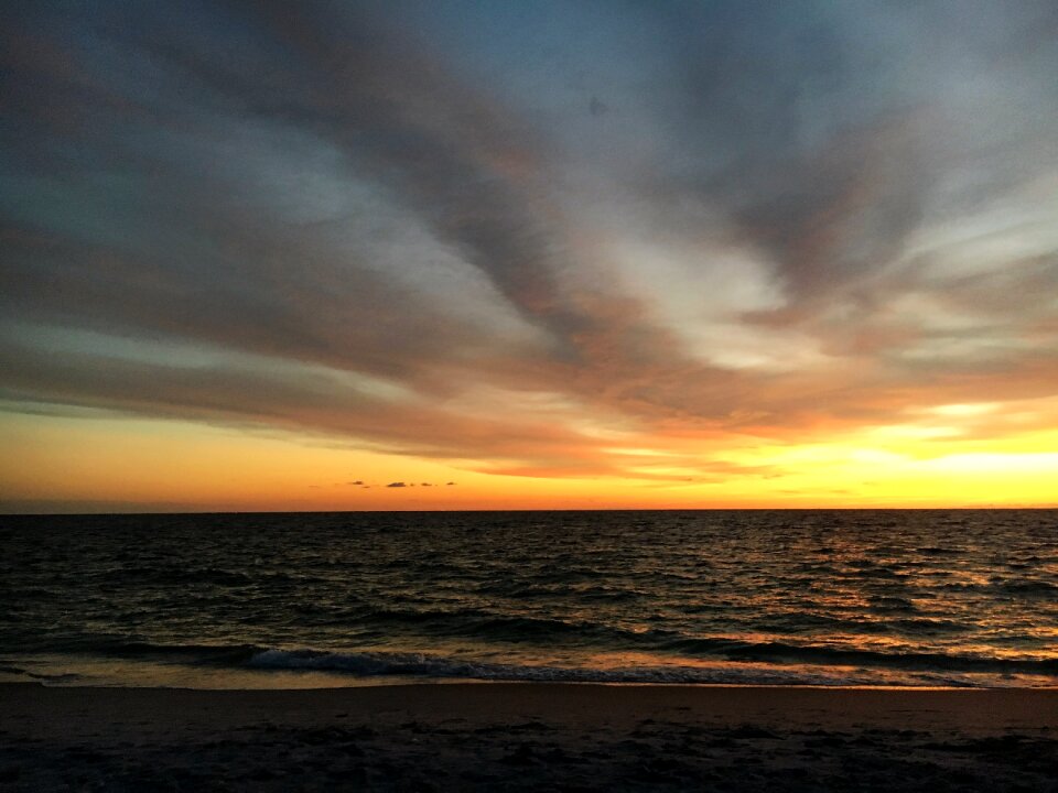 Beach sunset sea sky