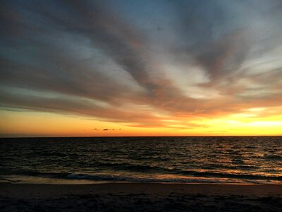 Beach sunset sea sky