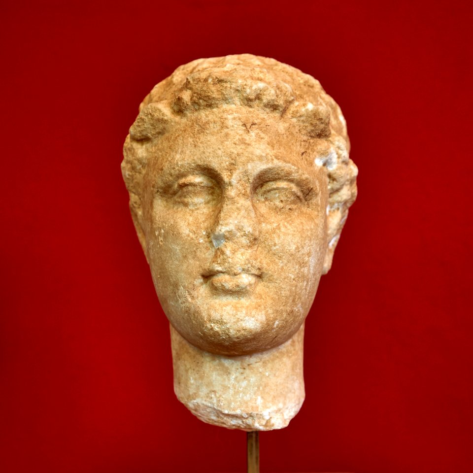 Portrait head of Ptolemy the III Euergetes at the Archaeological Museum of Sparta on 15 May 2019