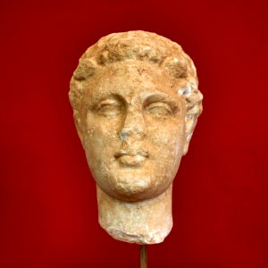 Portrait head of Ptolemy the III Euergetes at the Archaeological Museum of Sparta on 15 May 2019