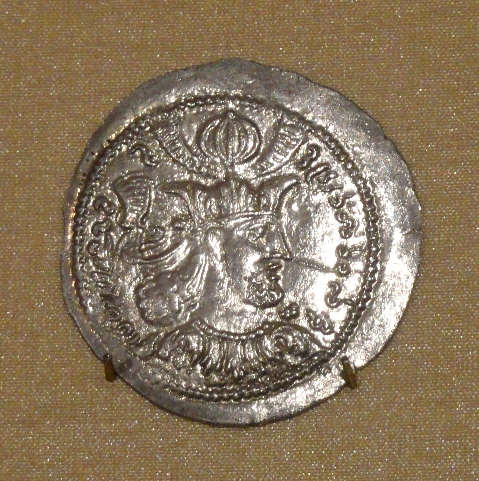Portrait of Kirada, silver drachm, c. 360-380 CE, Kushano-Sasanian, central Asia, minted under Kirada - Mount Holyoke College Art Museum - DSC04573
