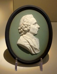 Portrait Medallion of Dr. Joseph Priestley, Josiah Wedgwood and Sons, undated, green jasperware - Chazen Museum of Art - DSC01955