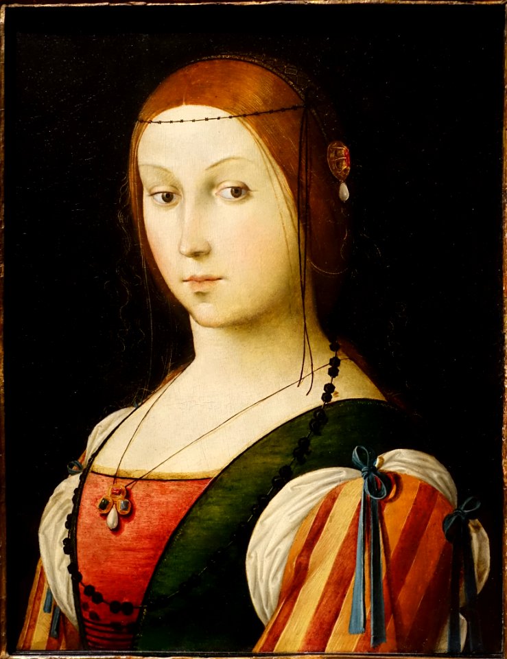 Portrait of a Lady, by Lorenzo Costa, c. 1505, oil on canvas, transferred from panel - Currier Museum of Art - Manchester, NH - DSC07303
