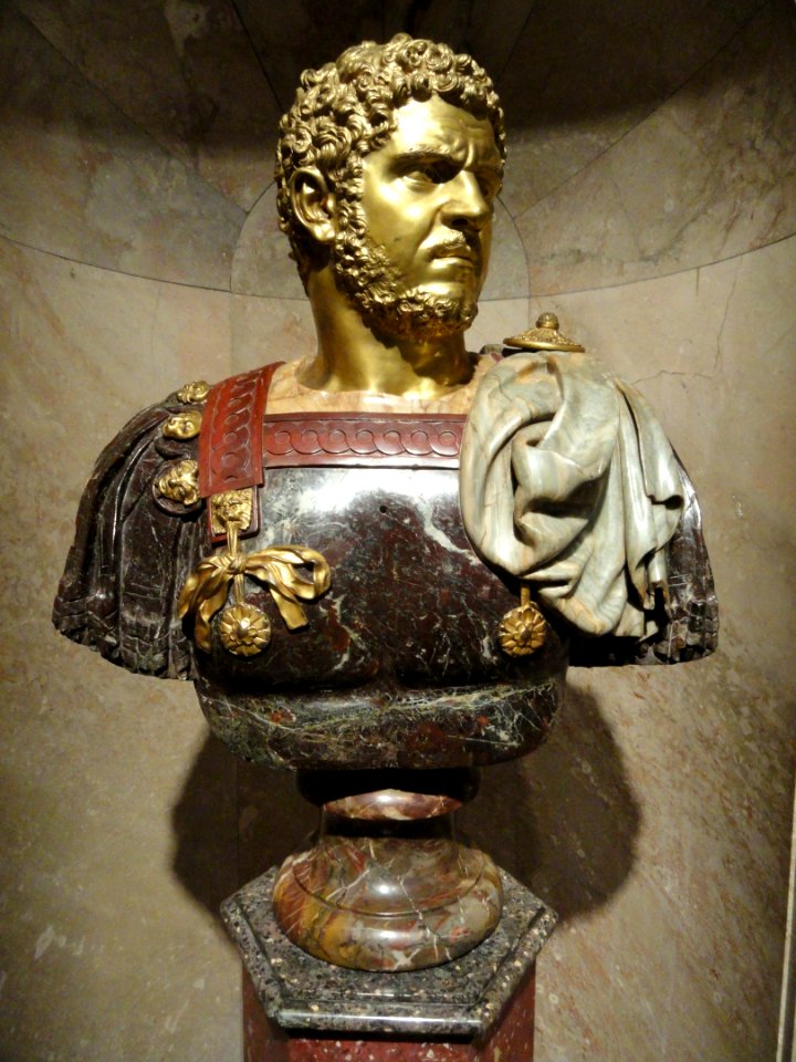 Portrait Bust of the Emperor Caracalla by Thomas della Porta, the Elder, 1520-1567, gilded bronze and marble - Museum of Fine Arts, Springfield, MA - DSC04142
