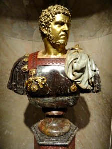 Portrait Bust of the Emperor Caracalla by Thomas della Porta, the Elder, 1520-1567, gilded bronze and marble - Museum of Fine Arts, Springfield, MA - DSC04142