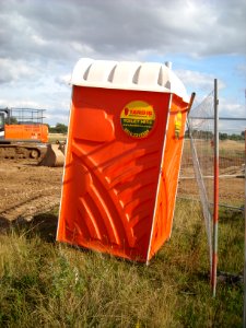Portable toilet at Great Denham, Bedfordshire, England