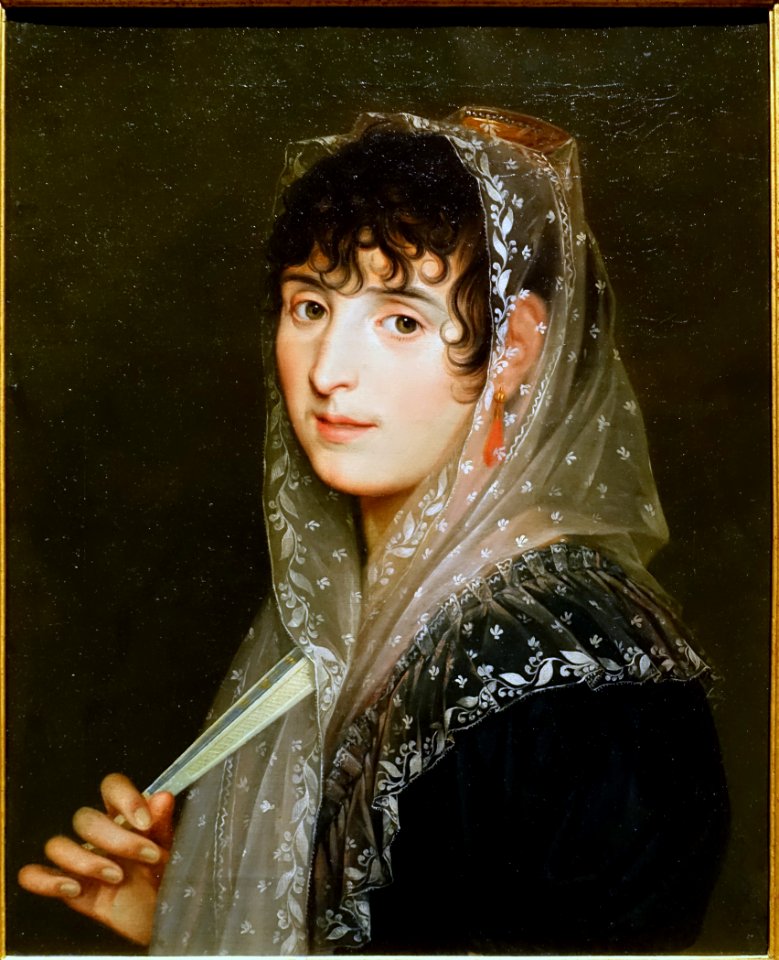 Portrait of a Lady with a Fan, by Zacarias Gonzalez Velazquez, Spanish, c. 1805-1810, oil on canvas - Meadows Museum - Southern Methodist University - DSC05361