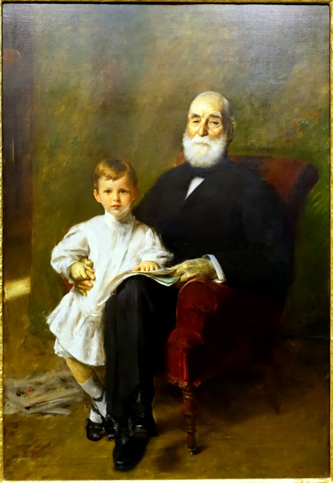 Portrait of Master Otis Barton and his Grandfather, by William Merritt Chase, 1903, oil on canvas - Currier Museum of Art - Manchester, NH - DSC07551