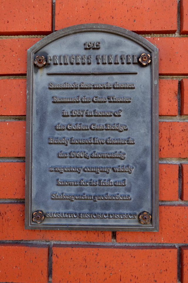 Princess Theater, 1915, plaque - Sausalito, CA - DSC03214