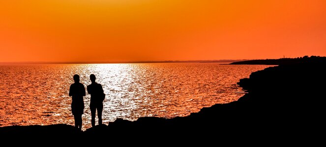 Sea silhouette evening photo