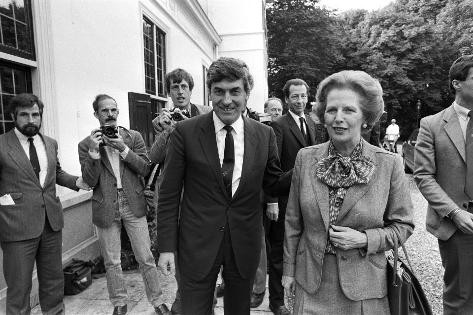 Premier Lubbers (l) en premier Thatcher op het Catshuis, Bestanddeelnr 932-7037
