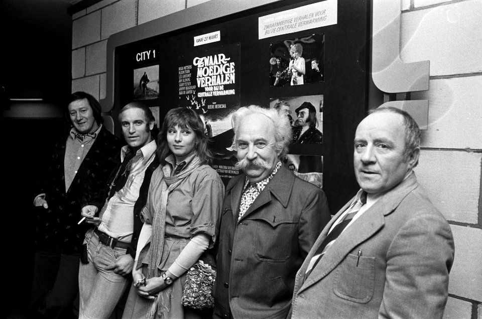 Premiere film Zwaarmoedige verhalen in City Amsterdam v.l.n.r. Jon Bluming, Hu, Bestanddeelnr 927-8135