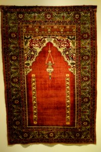 Prayer rug, Turkey, Kaisariyeh, late 19th century, silk - Huntington Museum of Art - DSC04863