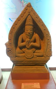 Praying figure from temple decoration, Cham, Quang Nam province, 9th century, sandstone - National Museum of Vietnamese History - Hanoi, Vietnam - DSC05726