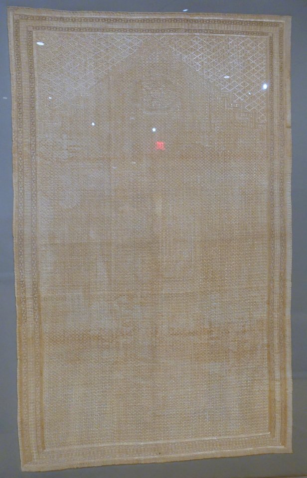 Prayer cloth, Iran, probably Tabriz, Qajar dynasty, 18th to 19th century AD, silk, cotton, view 1 - Textile Museum, George Washington University - DSC09721