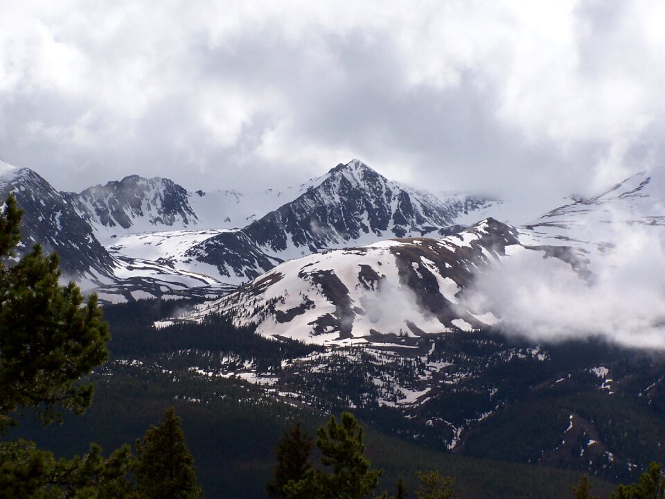 Snow landscape rocky mountains