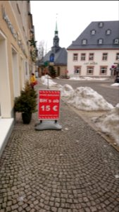 Preisinformation auf dem Marktplatz in Annaberg-Buchholz