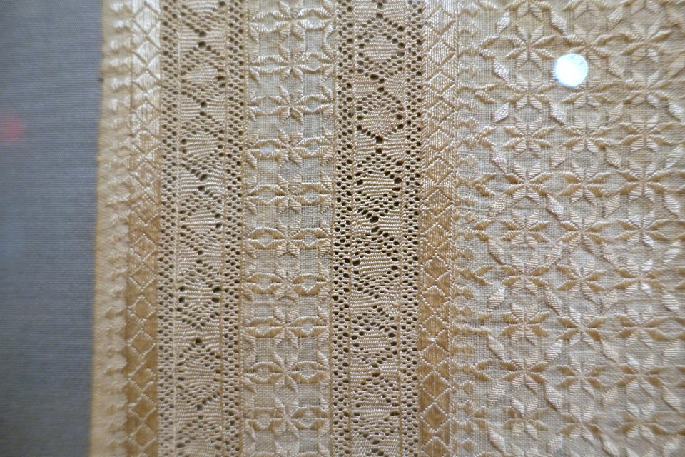 Prayer cloth, Iran, probably Tabriz, Qajar dynasty, 18th to 19th century AD, silk, cotton, view 4 - Textile Museum, George Washington University - DSC09730