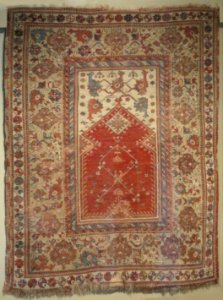 Prayer carpet from Turkey, early 19th century, wool, Honolulu Museum of Art photo