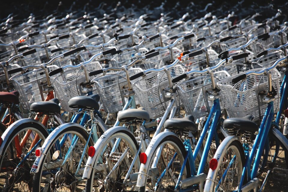 Row cycling baskets photo