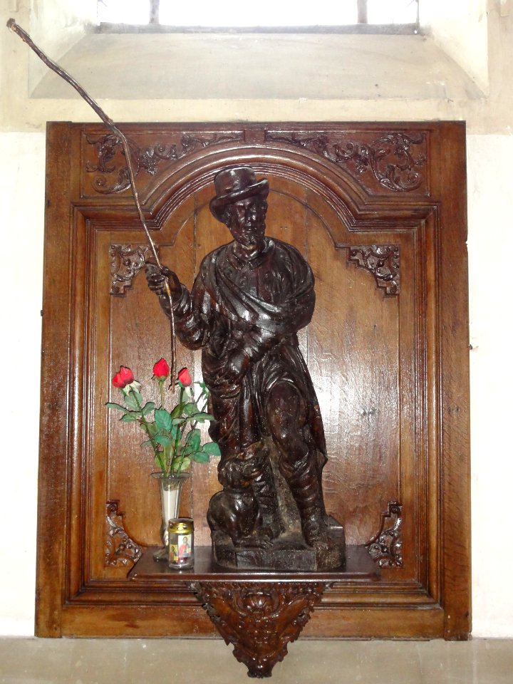 Préseau (Nord, Fr) église, statue St. Roch