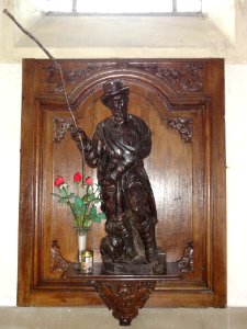 Préseau (Nord, Fr) église, statue St. Roch