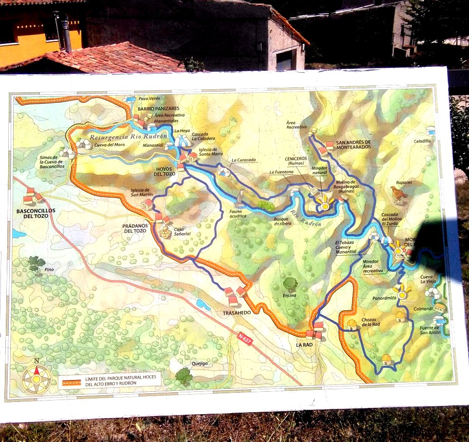 Prádanos del Tozo - Mapa parcial del Parque Natural Hoces del Alto Ebro y Rudrón